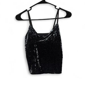 Women's AEO XS Gray Velvet Camisole Tank Top Spaghetti Strap Crop